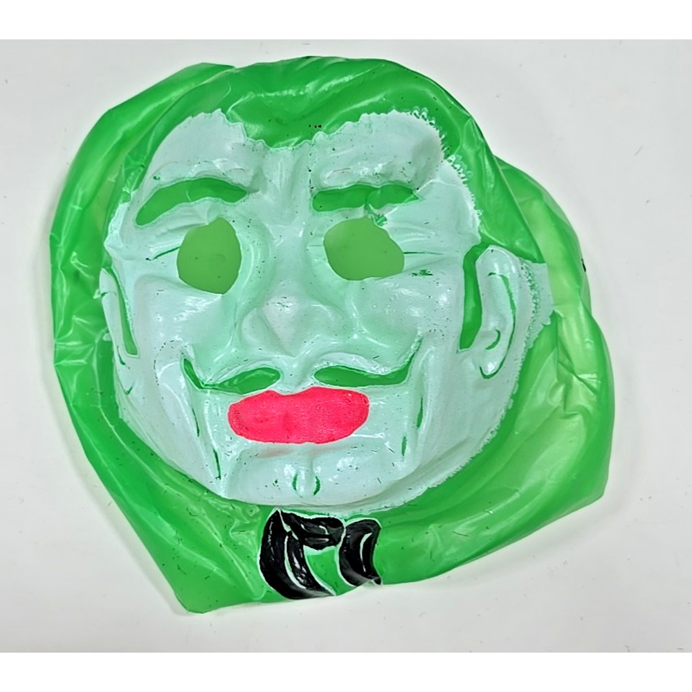 Rare Vintage Green White Plastic Molded Villain‎ Face Moustache Mask U215b